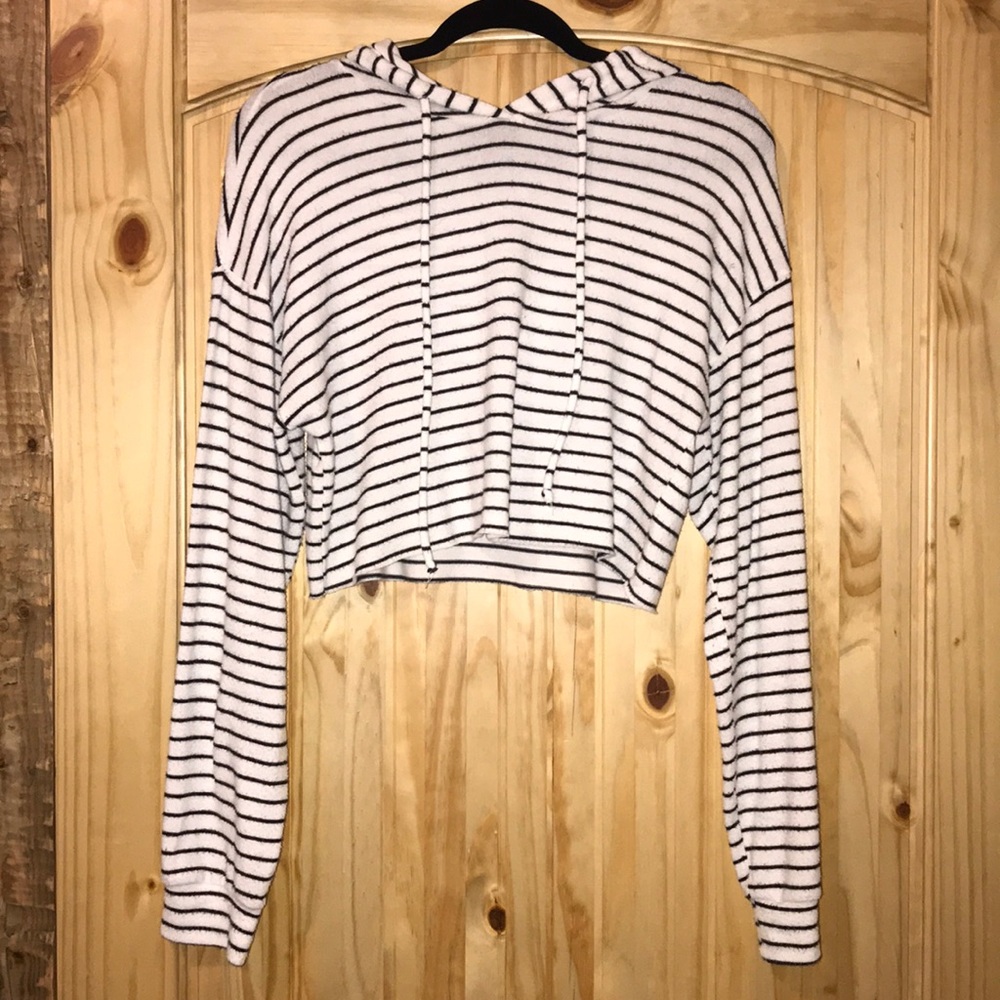 California stitch striped cropped hoodie - Picture 2 of 5
